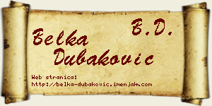 Belka Dubaković vizit kartica